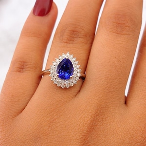 Fantastische 4Ct Royal Blau Tansanit Edelstein Verlobung Frauen Ring-Statement 925 Silber Tansanit Vintage Inspirierte Ring-Beste Jahrestag Geschenk