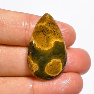 Natural Ocean Jasper Pear Cabochon: 24 Ct Gemstone (30X18X6 mm)