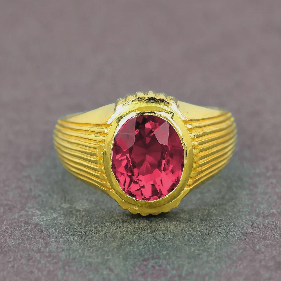 Art Deco 7ct Oval Red Ruby Gemstone Statement Ring for Men, 8x10mm ...