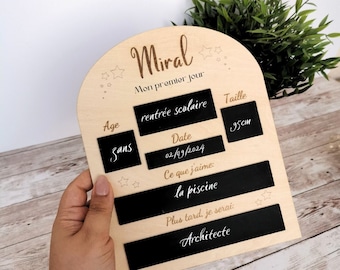 Personalized back-to-school sign – Back-to-school board – First day of kindergarten or primary school – Original back-to-school gift