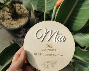 Baby birth welcome card with personalized engraving