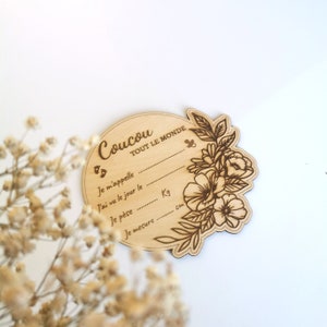 Carte de bienvenue naissance bébé avec gravure personnalisée