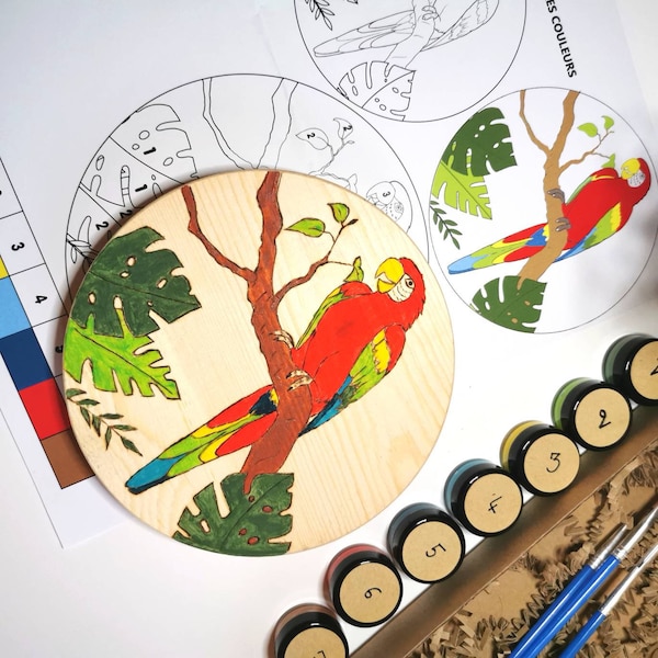 Kit coloriage en bois perroquet enfant/adulte