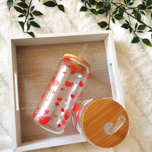 Gobelet en verre avec couvercle en bambou et paille en verre, avec nom personnalisé, cadeau personnalisé pour ami, femme, proche image 5