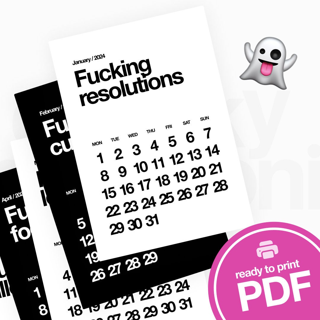 Fucking Calendar 2024 Funny Gift Stylish Offensive Obscene Rude