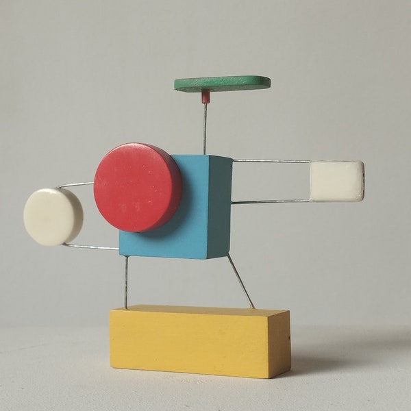 Mini sculpture en bois, assemblage abstrait géométrique,  fait main 1 exemplaire,  objet déco minimaliste style moderne bauhaus.