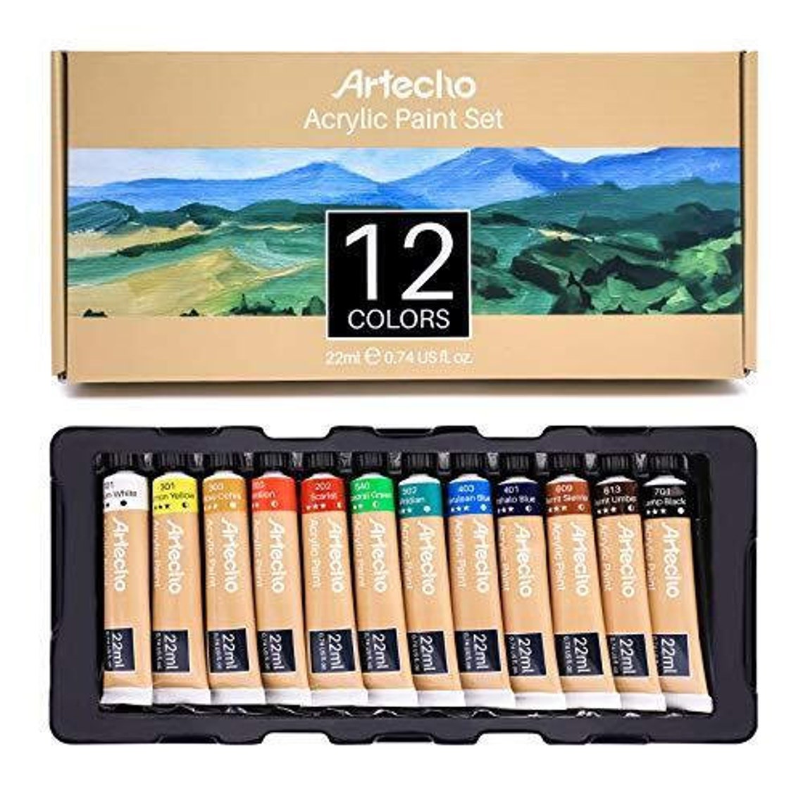 Artecho Acrylic Paint Set 12 Metallic Colours 22ml NEW Etsy