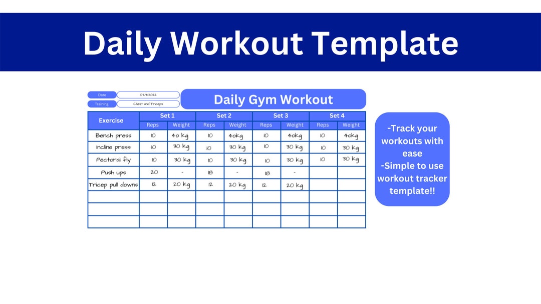 Daily Workout & Fitness Template Digital Gym Workout, Fitness Planner