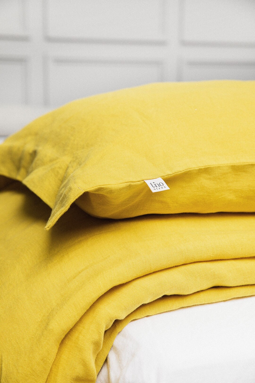 Mustard Linen Bedding Set Natural Linen Duvet Cover and Etsy