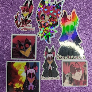 Set Stickers Demone della Radio Hazbin Hotel Alastor 7 Adesivi per Computer, Telefono, Tablet, Mobili e Quaderni