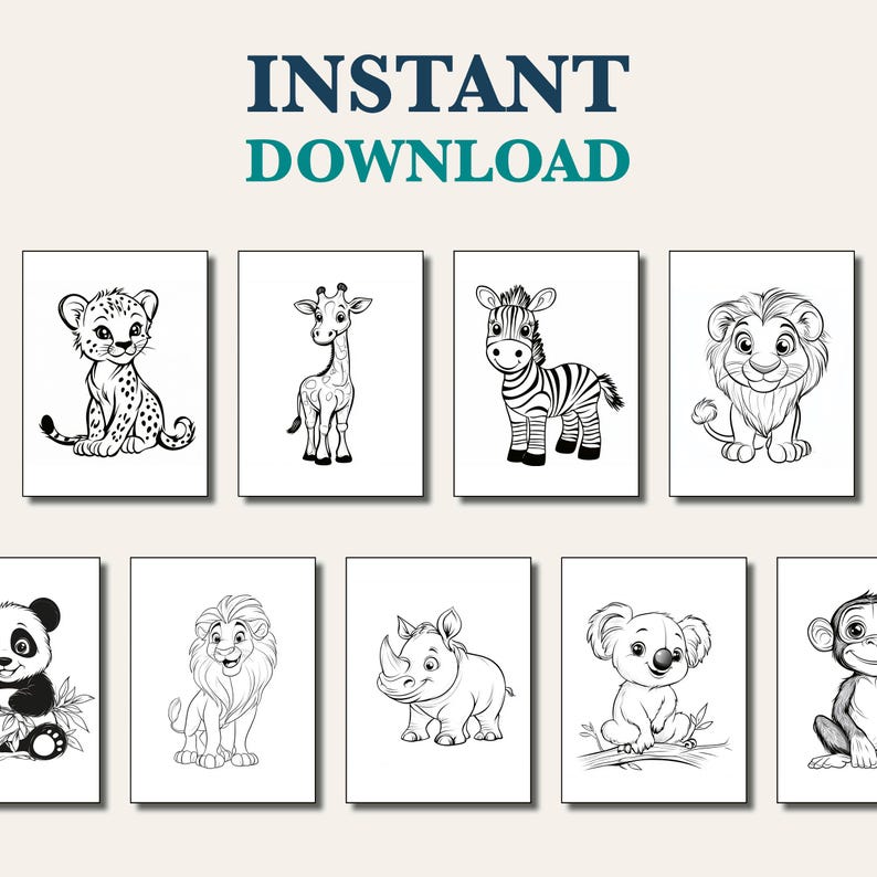 Safari Animals Coloring Pages for Kids, Printable Coloring Pages ...