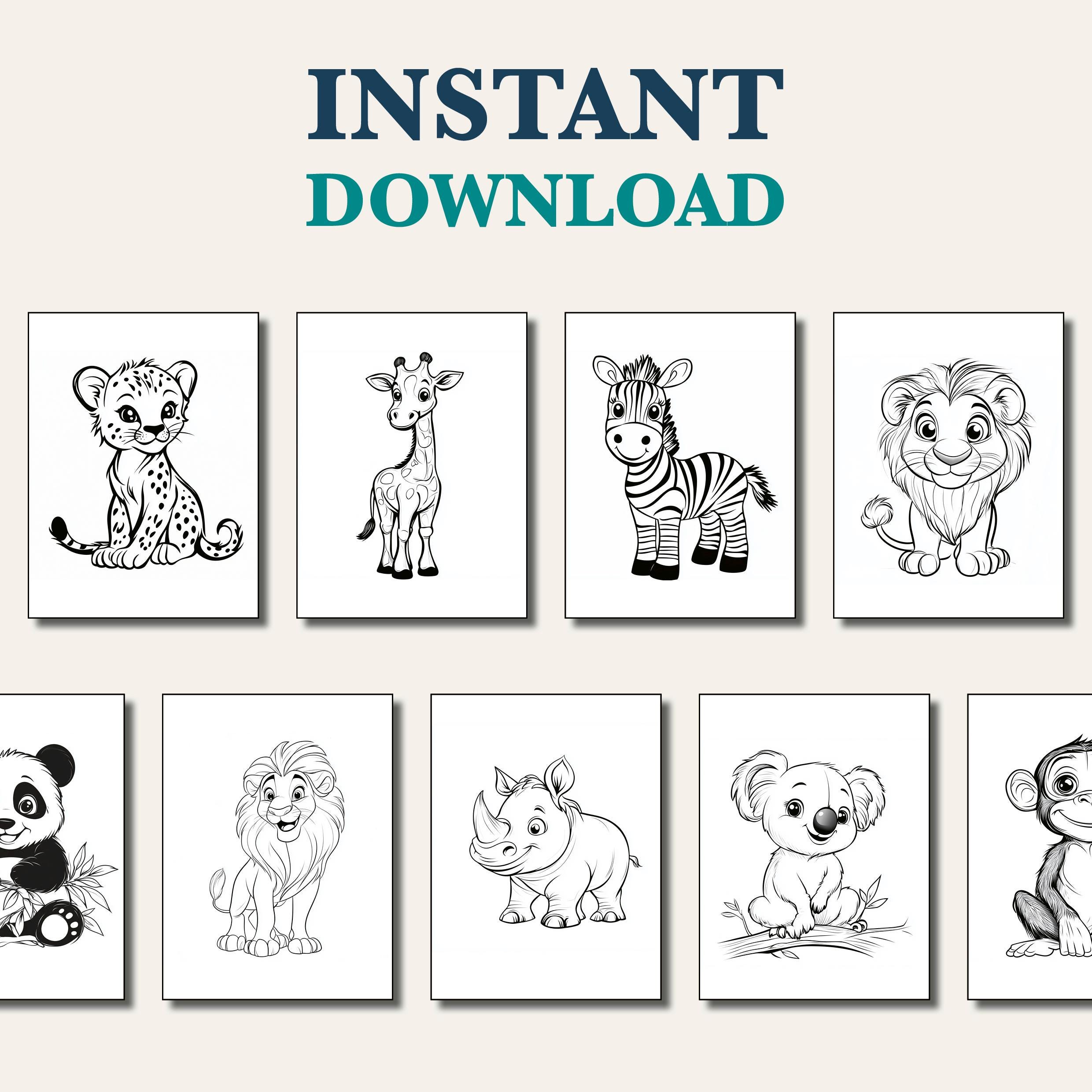 Safari Animals Coloring Pages for Kids, Printable Coloring Pages ...