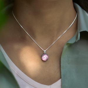 Ashes in Pink fused glass pendant, cremation ashes in glass jewellery,  memorial necklace, pendant with ashes in, dog ashes, pet ash pendant