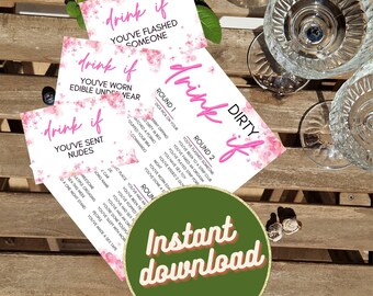 Dirty Drink If game and Drink If cards, Bridal Shower Game, Printable party games, Hen party game