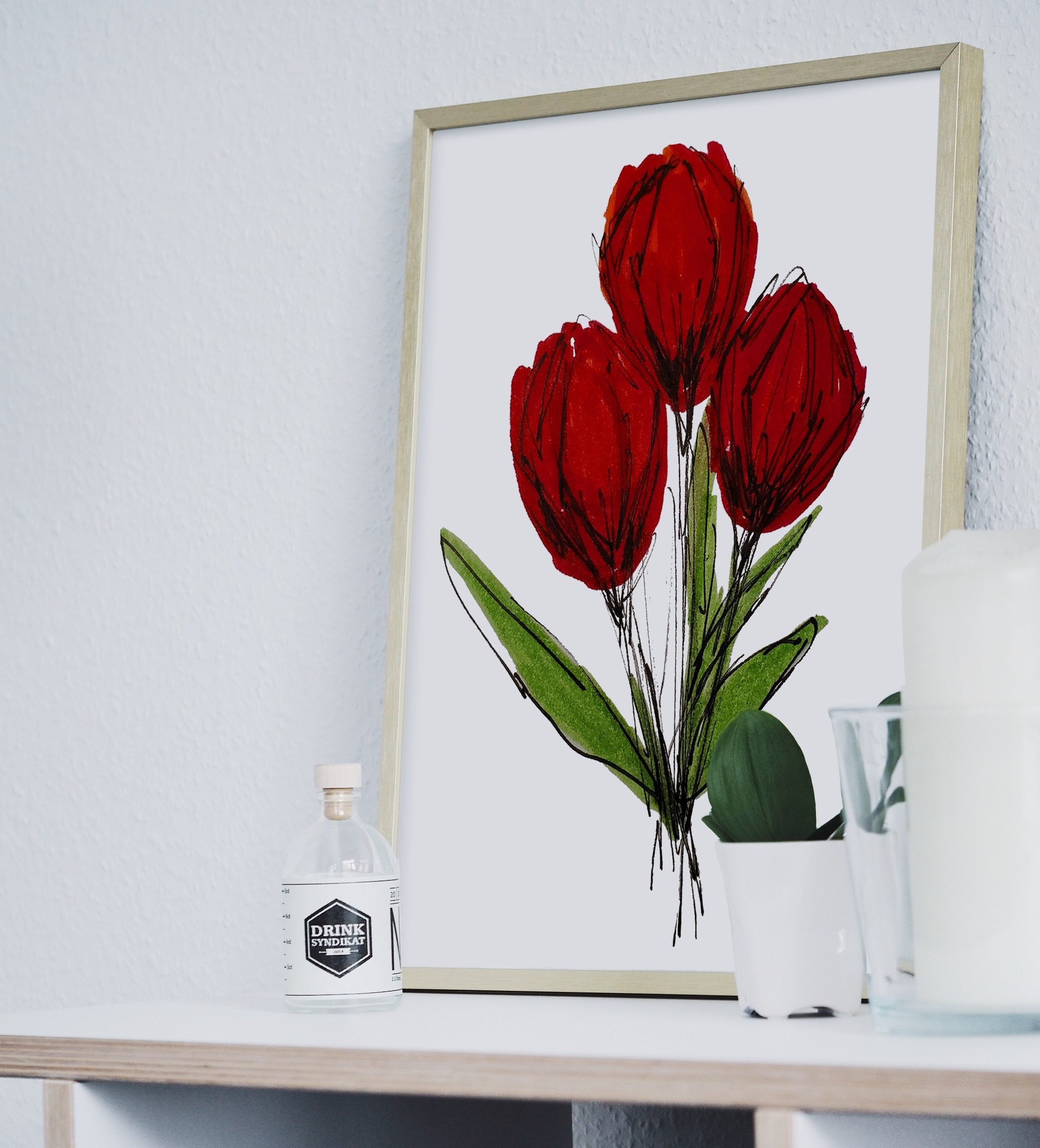Red Tulips Printable Wall Art | Flower Wall Art | Digital Download Art ...