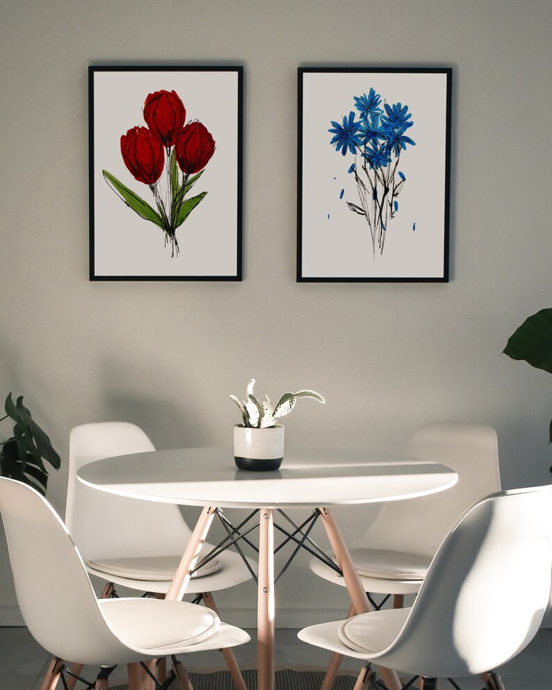 Red Tulips Printable Wall Art | Flower Wall Art | Digital Download Art ...