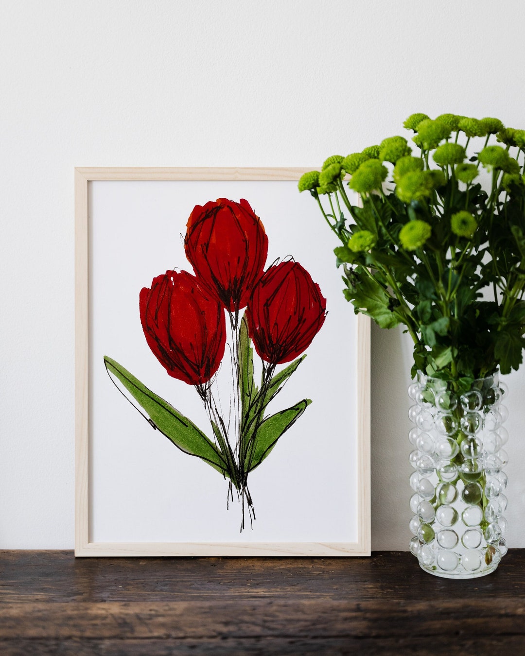 Red Tulips Printable Wall Art | Flower Wall Art | Digital Download Art ...