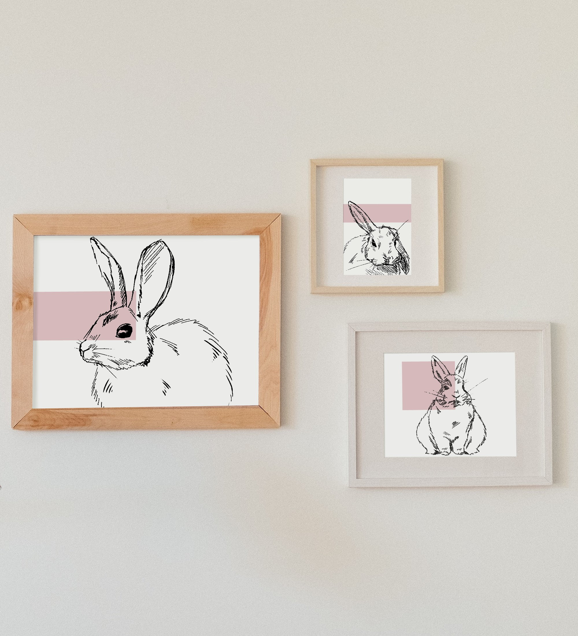 Small Rabbit Print Rabbit Printable Wall Art | Animal Wall Art| 3 Prints | Digital ...