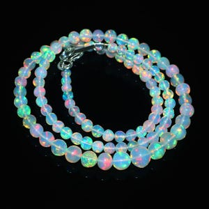 Ethiopian Fire Opal Necklace, 16 Inch Round Bead Strand