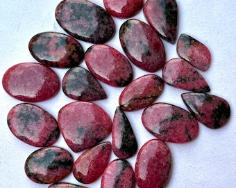 Natural Rhodonite Cabochon Lot: Pink Gemstone for Jewelry Making