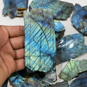 Lote de rodajas de labradorita multicolor en bruto para hacer piedras sueltas, suministros para manualidades, grandes sin cortar, AAA+++, labradorita natural, losas de gran tamaño en bruto.