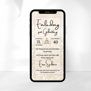 Paperless Birthday Invitation | individual eCard invitation | 40th birthday | digital glitter invitation | birthday party | Whatsapp