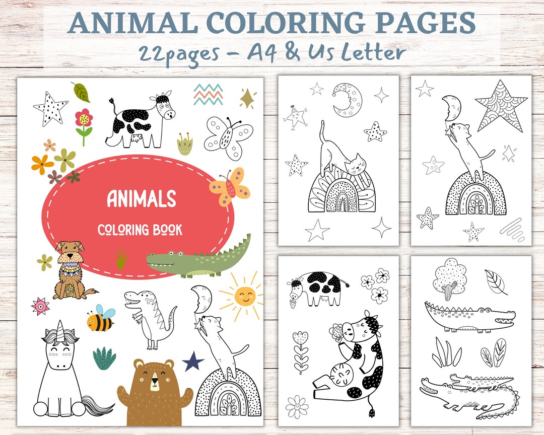Printable Animal Coloring Pages Kids Activity Coloring A4 - Etsy