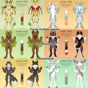 Furry/anthro Reference Sheet Base, Lineart, Multiple Species, Ocs - Etsy
