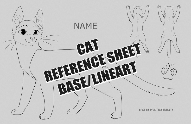 Cat Reference Sheet Base Lineart Warrior Cats Ocs Etsy