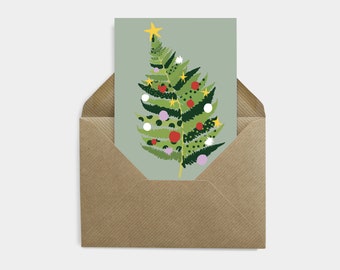 Christmas postcard Christmas Tree, inspired by Nordic nature, comes with natural brown envelope.