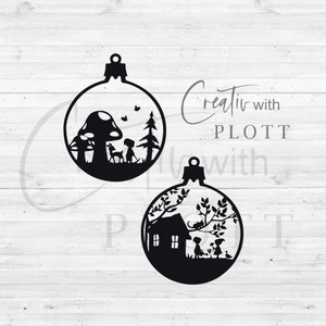 Weihnachtskugel SVG Zwerg und Pilzwald, Zwerg, Märchen, Kind, Garten, Garden, dwarf, Kobold, Plotterdatei, Christmas, Weihnachten
