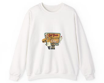 Sudadera de cuello redondo con menú neón de Diner / Estilo retro americano, inspirada en la ruta