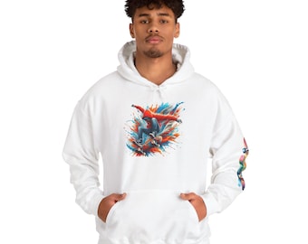 Sudadera con capucha y gráfico de skater / Detalle de manga de skate, jersey de calle