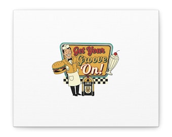 ¡Muévete! Lienzo, impresión retro de restaurante americano/letrero de neón, estilo vintage