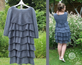 GRAFITTI GREY crochet dress / Mohair and Silk dress / Day dress / Party dress / Formal dress / Dress with Round Neckline