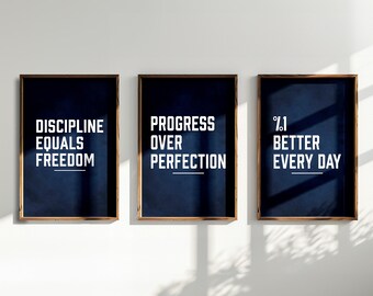 Motivational Quote Art Prints | Set of 3, Minimalist Decor (Digital Download)