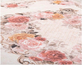 Floral Area Rug, Vintage Roses, Boho Decor