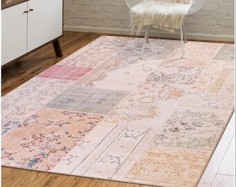 8x10 Turkish Oushak Rug, Vintage Patchwork Style, Boho Decor