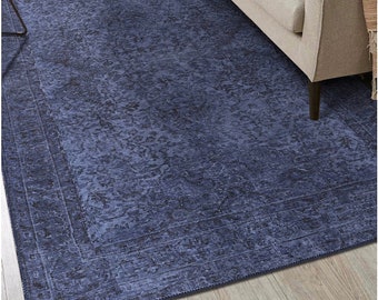 Tappeto turco 8x10, blu navy Oushak, tappeto dall'aspetto orientale, tappeto decorativo, tappeto dall'aspetto vintage, tappeto boho, tappeto (BA08)