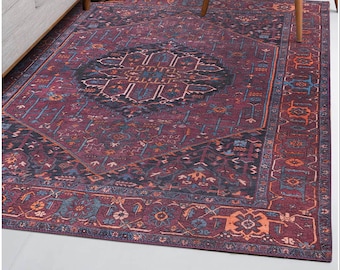 4 x 6  Turkish Area Rug, Purple Oushak Rug, Oriental Looking Rug, Vintage Home Decor, 5x6 Boho decorative Rug, 55x75 inch Carpet, (BA18)