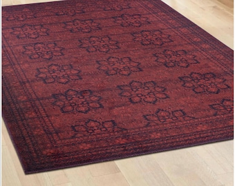 Türkischer Teppich 200x300, Roter Oushak Teppich, Orientalischer Teppich, Kelimteppich, Boho Dekoteppich, BA48
