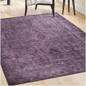 Turkish Rug 8x10, Purple Oushak Rug, Vintage Oriental Looking Rug, Decorative Area Rug, Rug For Living Room, Boho Decor Rug Carpet (BA28)