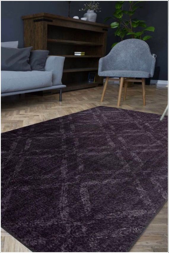 Black Decorative Rug, Turkish Rug 8x10, Modern Vintage Rug, Black Area Rug, Rug For Living Room, Boho Decor Rug, Carpet, AL55