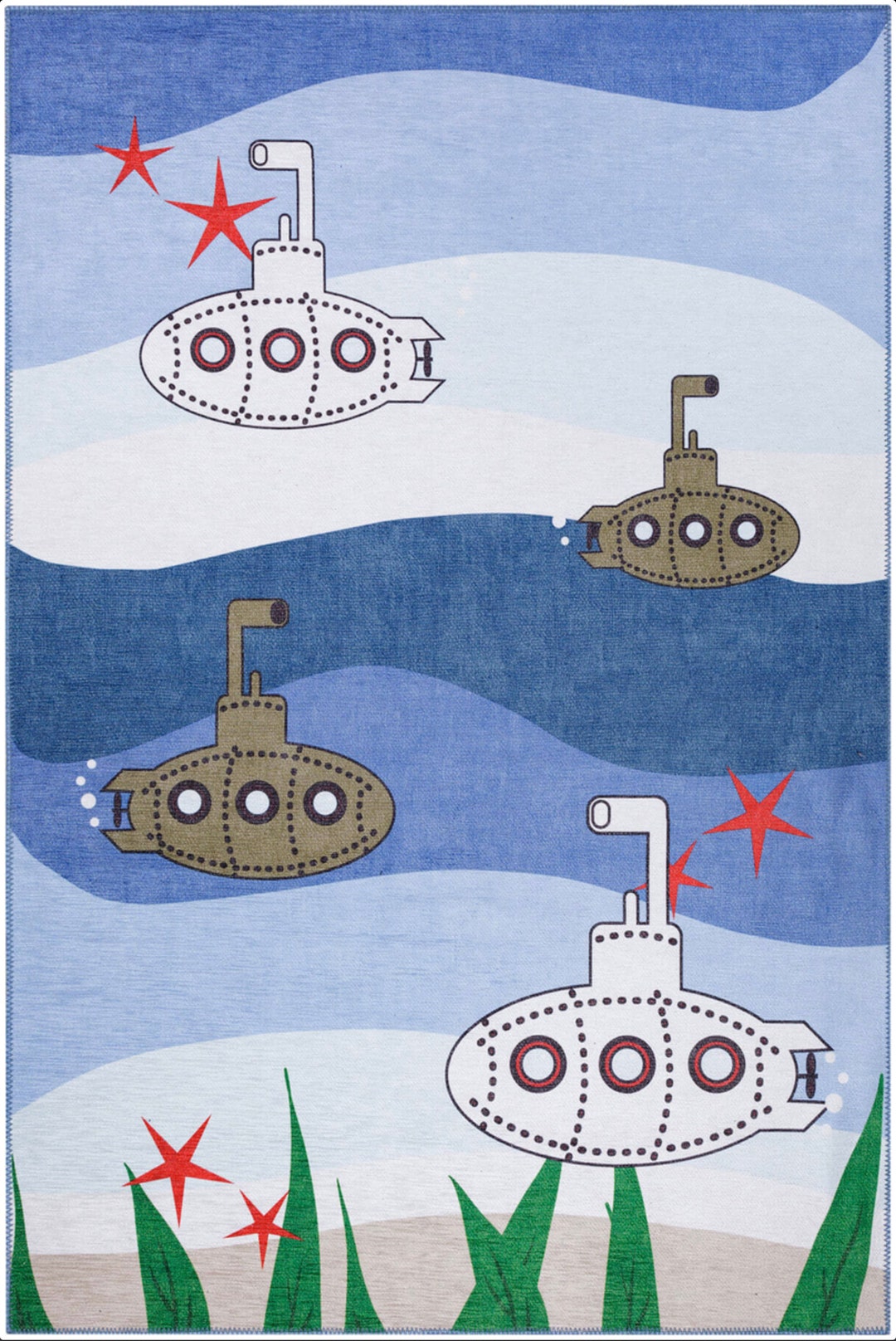 Blue Nursery Rug Boy, Nursery Rug Girl, Ship and Sea, Nursery Rug Round, Kid's Room Rug, Child's