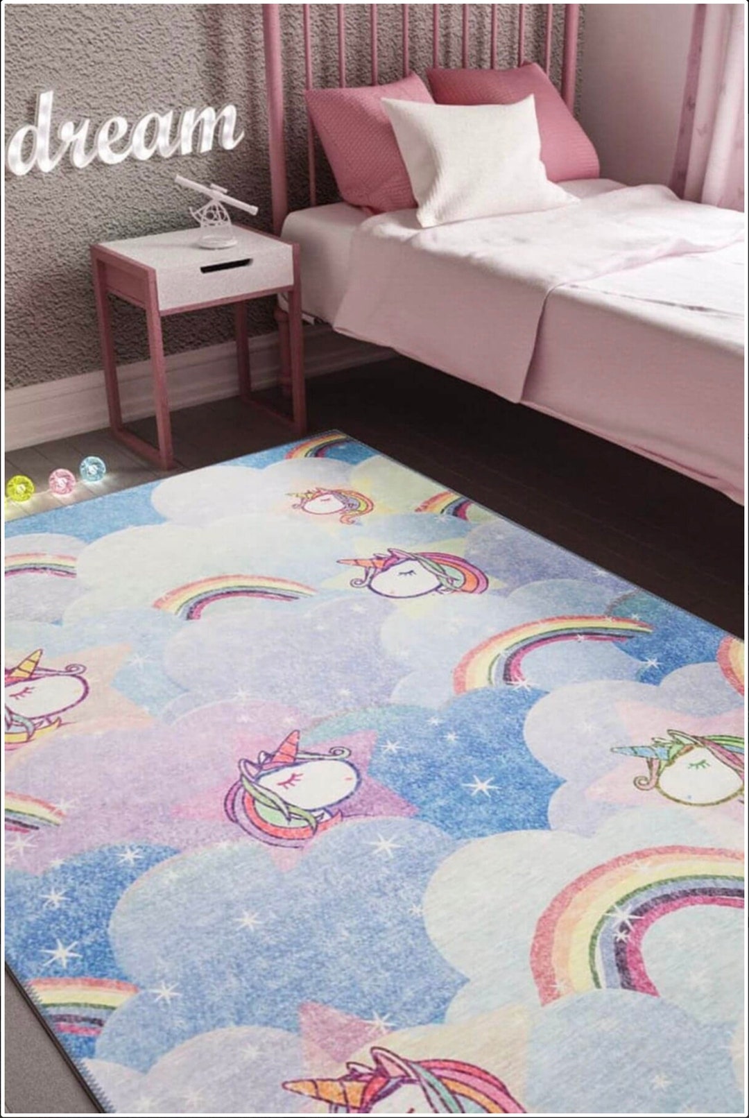 Baby Rooom Rugs 4 X 6 Baby Room Rug, Blue Pink Rug, Clouds Unicorns Rainbow, 5x6 ...