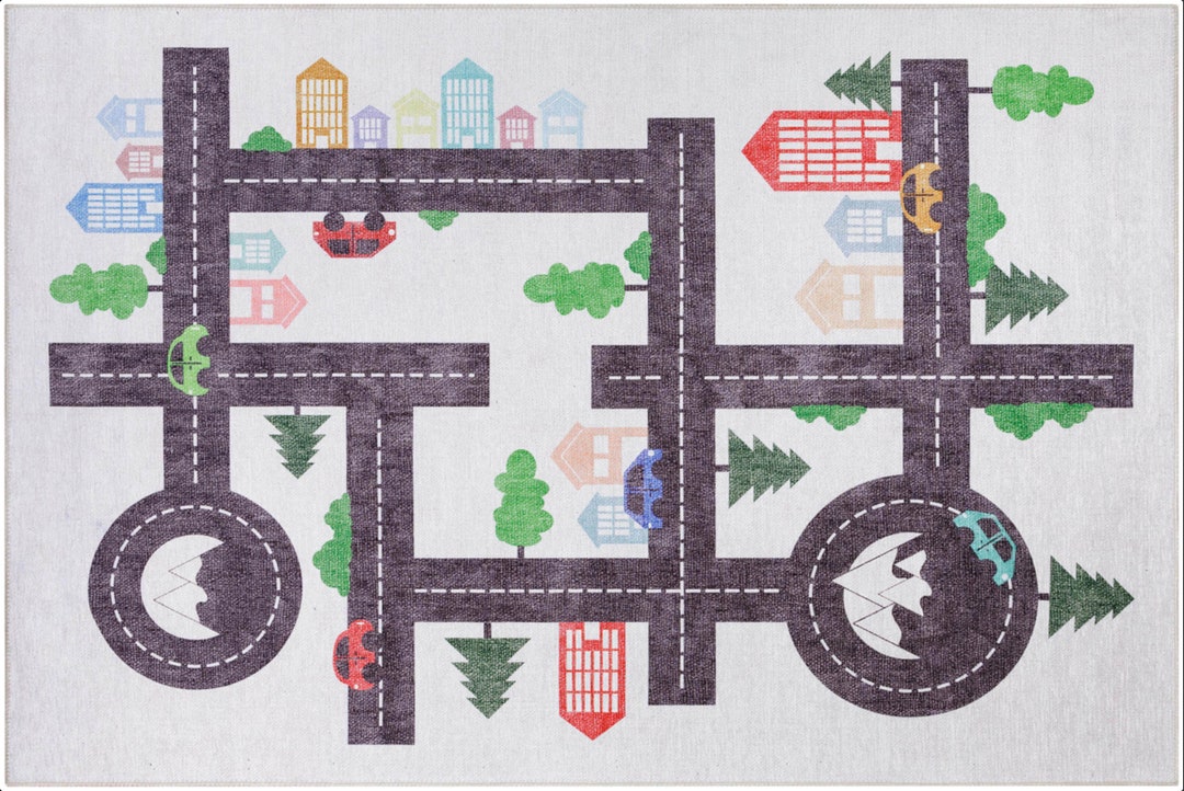 Nursery Rug Boy, Nursery Rug Girl, Roads and Houses, Nursery Rug Round