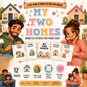 Co-Parenting Planner for Kids and Parents | Two Homes Activity Journal | Kids Weekly Planner Printable | Custody Transition Checklist PDF