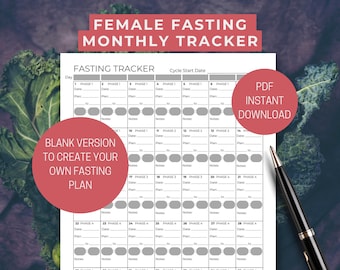 Female Fasting MONTHLY TRACKER full cycle