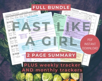 FULL BUNDLE Fast like a girl summary pages and tracker, Female fasting overview, Weekly tracker, Monthly / full cycle tracker