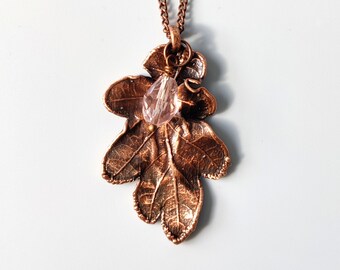 Real Oak Leaf Copper Necklace, Handmade Unique Gift For Mum Wife Daughter Friend